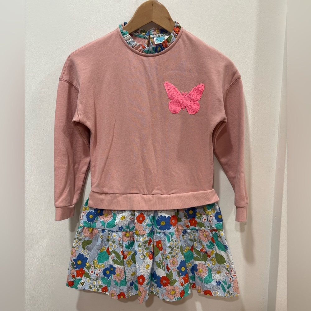 Mini Boden bunny butterfly Easter dress‎ girls 8-9 yrs old